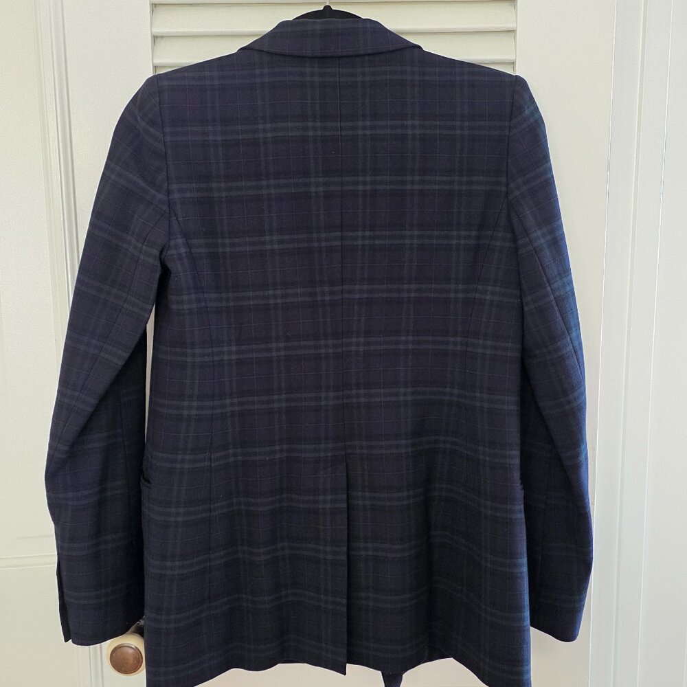 Aritzia Bataton Samuel Tartan Glen Plaid Green Navy Blazer Sz0 - Picture 7 of 8